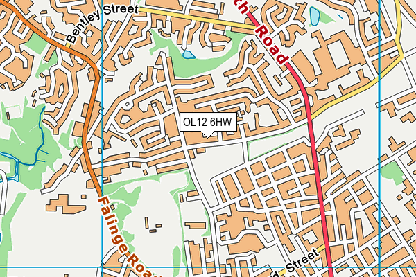 OL12 6HW map - OS VectorMap District (Ordnance Survey)