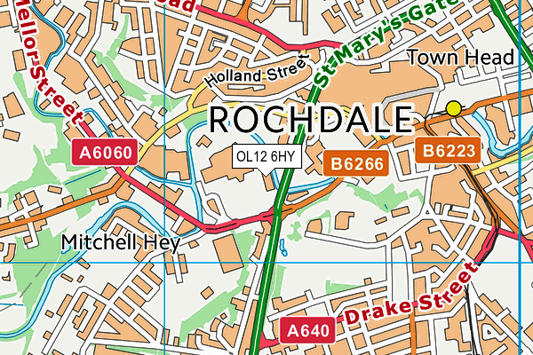 Rochdale Sixth Form College map (OL12 6HY) - OS VectorMap District (Ordnance Survey)