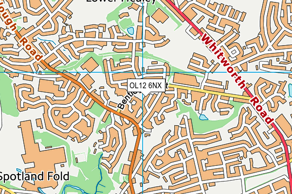 OL12 6NX map - OS VectorMap District (Ordnance Survey)