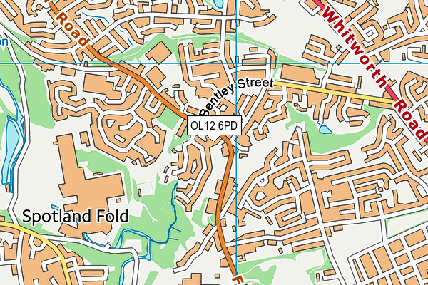 OL12 6PD map - OS VectorMap District (Ordnance Survey)