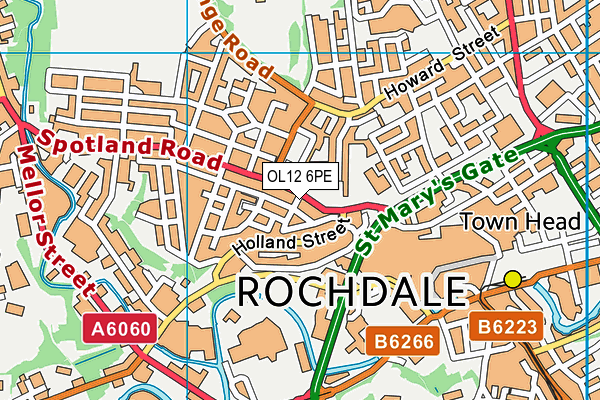 OL12 6PE map - OS VectorMap District (Ordnance Survey)