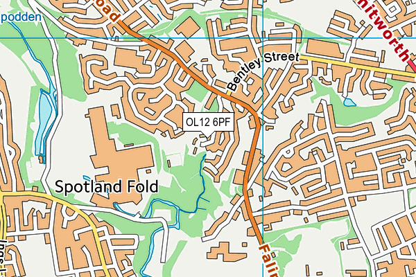 OL12 6PF map - OS VectorMap District (Ordnance Survey)