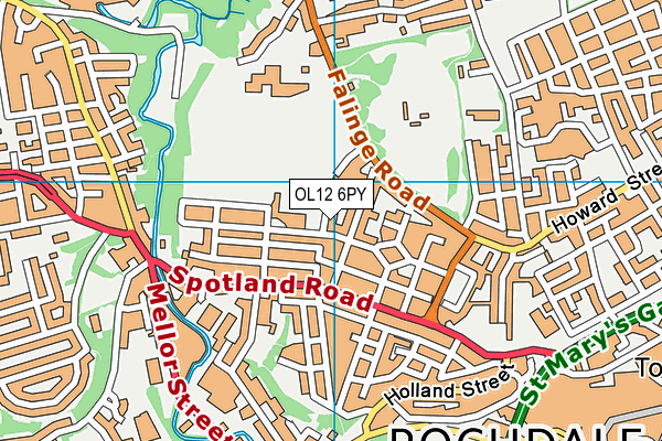 OL12 6PY map - OS VectorMap District (Ordnance Survey)