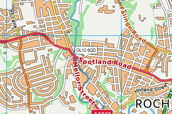 OL12 6QD map - OS VectorMap District (Ordnance Survey)