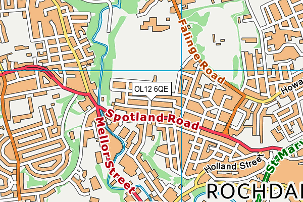 OL12 6QE map - OS VectorMap District (Ordnance Survey)