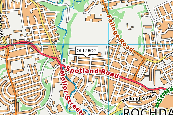 Spotland Primary School map (OL12 6QG) - OS VectorMap District (Ordnance Survey)