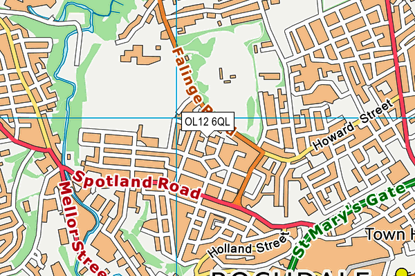 OL12 6QL map - OS VectorMap District (Ordnance Survey)