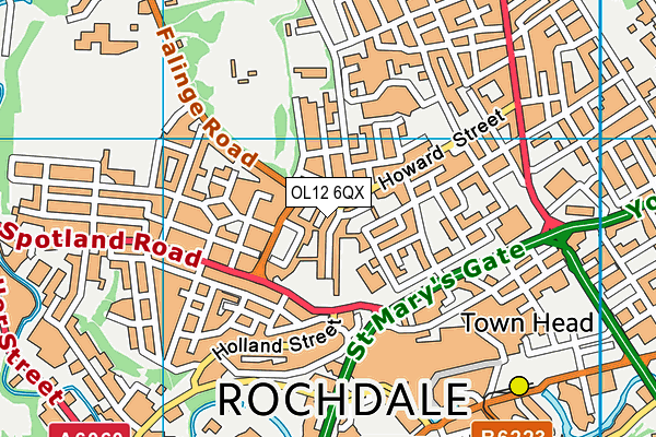 OL12 6QX map - OS VectorMap District (Ordnance Survey)