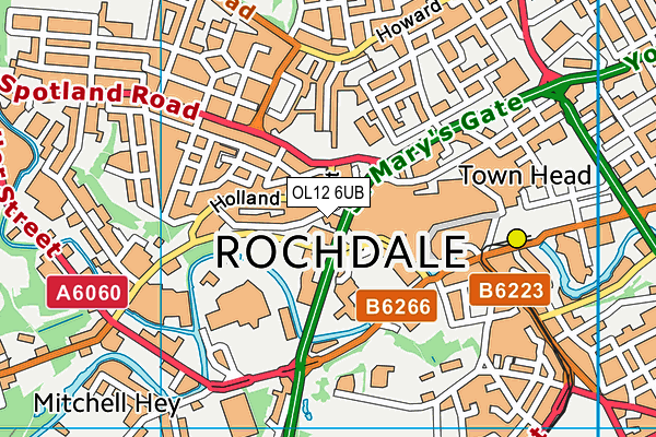 OL12 6UB map - OS VectorMap District (Ordnance Survey)