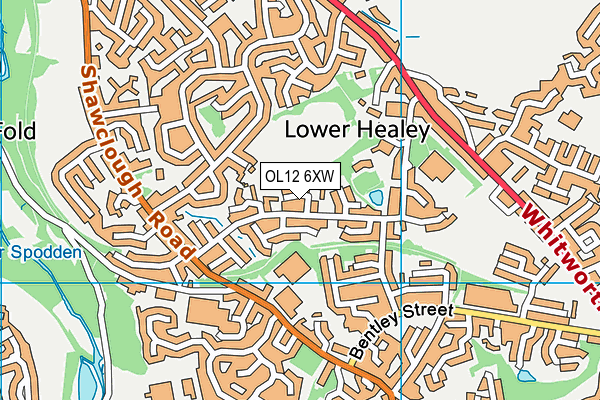 OL12 6XW map - OS VectorMap District (Ordnance Survey)