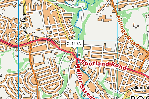 OL12 7AJ map - OS VectorMap District (Ordnance Survey)