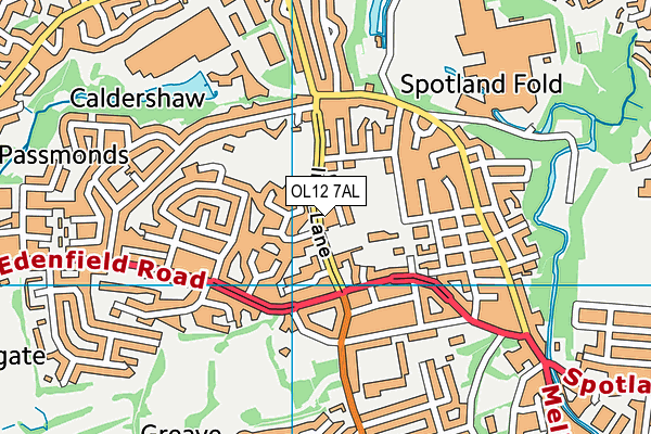 OL12 7AL map - OS VectorMap District (Ordnance Survey)