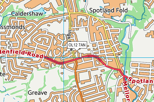 OL12 7AN map - OS VectorMap District (Ordnance Survey)