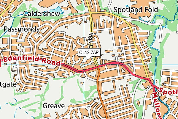 OL12 7AP map - OS VectorMap District (Ordnance Survey)