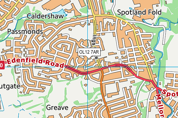 OL12 7AR map - OS VectorMap District (Ordnance Survey)