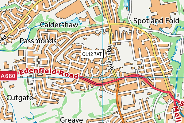 OL12 7AT map - OS VectorMap District (Ordnance Survey)