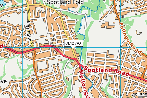 OL12 7AX map - OS VectorMap District (Ordnance Survey)