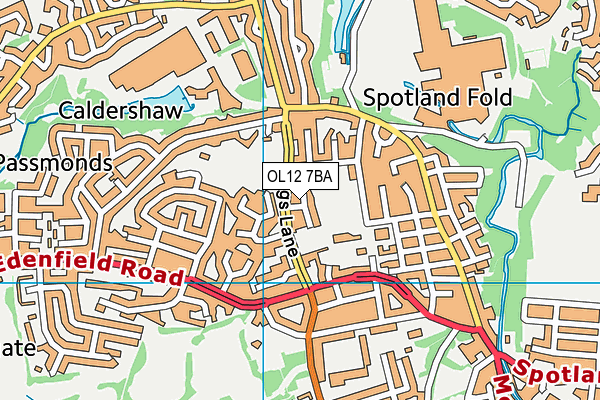 OL12 7BA map - OS VectorMap District (Ordnance Survey)