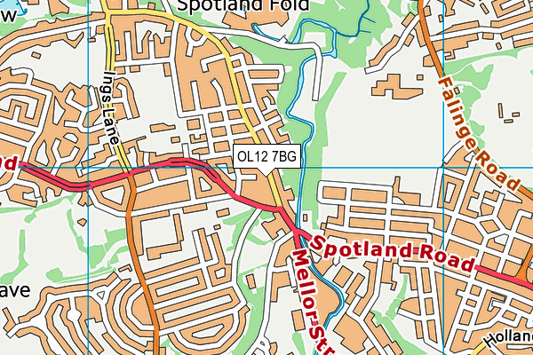 OL12 7BG map - OS VectorMap District (Ordnance Survey)