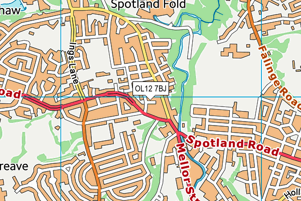 OL12 7BJ map - OS VectorMap District (Ordnance Survey)