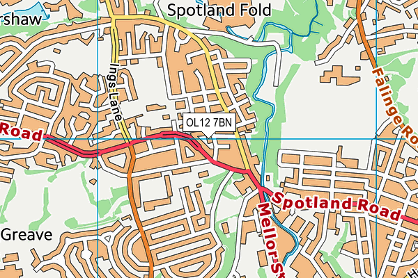 OL12 7BN map - OS VectorMap District (Ordnance Survey)