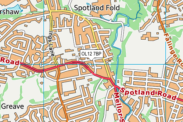 OL12 7BP map - OS VectorMap District (Ordnance Survey)