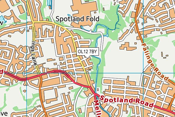 OL12 7BY map - OS VectorMap District (Ordnance Survey)