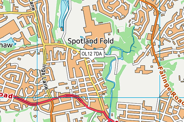OL12 7DA map - OS VectorMap District (Ordnance Survey)