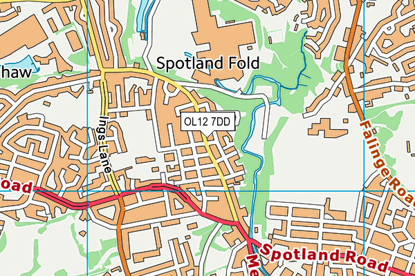 OL12 7DD map - OS VectorMap District (Ordnance Survey)