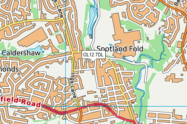 OL12 7DL map - OS VectorMap District (Ordnance Survey)