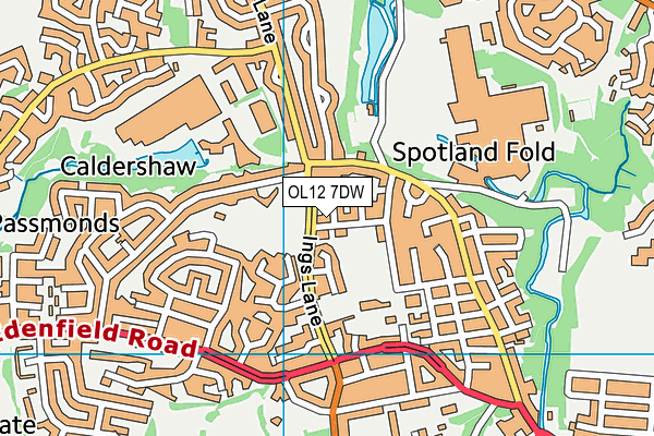 OL12 7DW map - OS VectorMap District (Ordnance Survey)