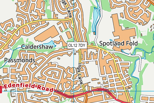 OL12 7DY map - OS VectorMap District (Ordnance Survey)