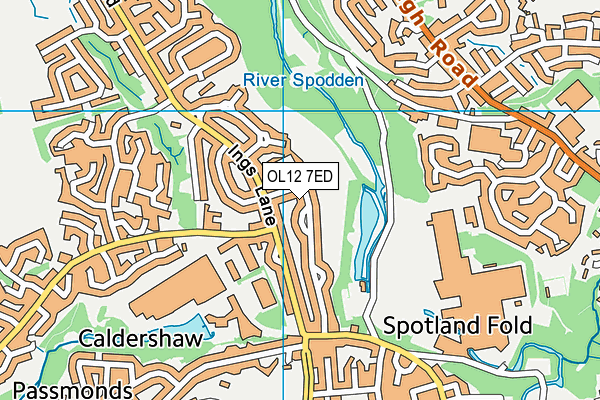 OL12 7ED map - OS VectorMap District (Ordnance Survey)