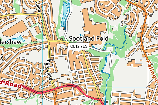 OL12 7ES map - OS VectorMap District (Ordnance Survey)