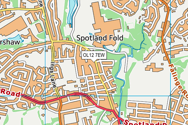 OL12 7EW map - OS VectorMap District (Ordnance Survey)