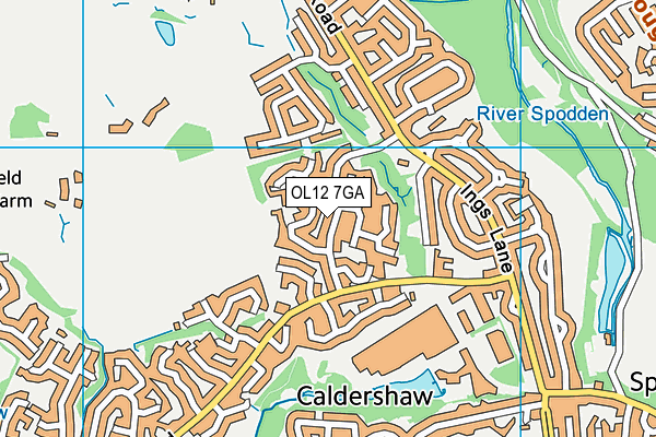 OL12 7GA map - OS VectorMap District (Ordnance Survey)