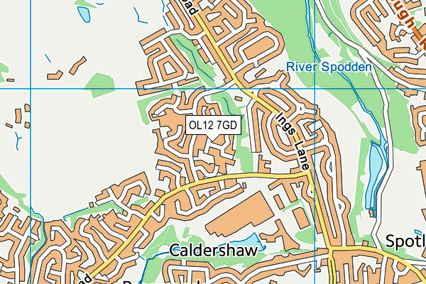 OL12 7GD map - OS VectorMap District (Ordnance Survey)