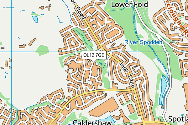 OL12 7GE map - OS VectorMap District (Ordnance Survey)