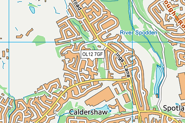 OL12 7GF map - OS VectorMap District (Ordnance Survey)