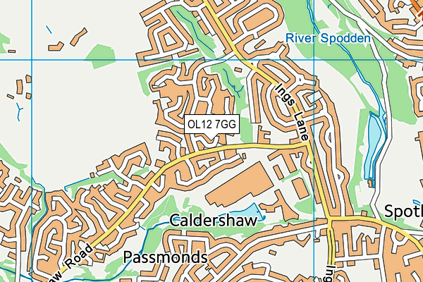 OL12 7GG map - OS VectorMap District (Ordnance Survey)