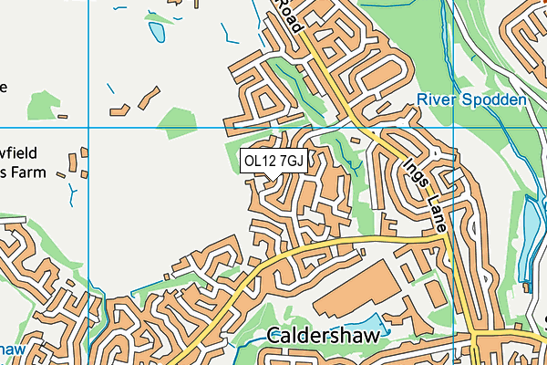 OL12 7GJ map - OS VectorMap District (Ordnance Survey)