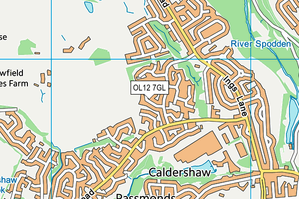 OL12 7GL map - OS VectorMap District (Ordnance Survey)
