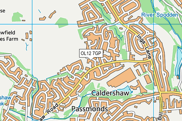 OL12 7GP map - OS VectorMap District (Ordnance Survey)