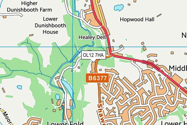 OL12 7HA map - OS VectorMap District (Ordnance Survey)