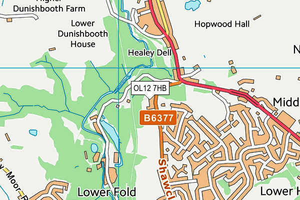 OL12 7HB map - OS VectorMap District (Ordnance Survey)