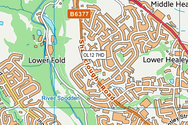 OL12 7HD map - OS VectorMap District (Ordnance Survey)