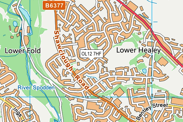 OL12 7HF map - OS VectorMap District (Ordnance Survey)