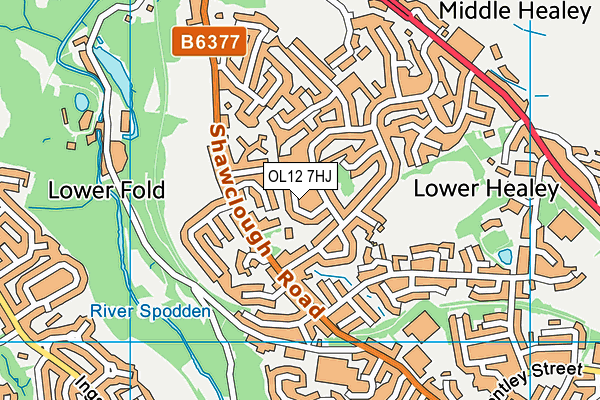 OL12 7HJ map - OS VectorMap District (Ordnance Survey)