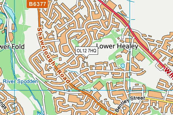 OL12 7HQ map - OS VectorMap District (Ordnance Survey)