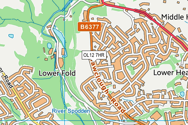 OL12 7HR map - OS VectorMap District (Ordnance Survey)